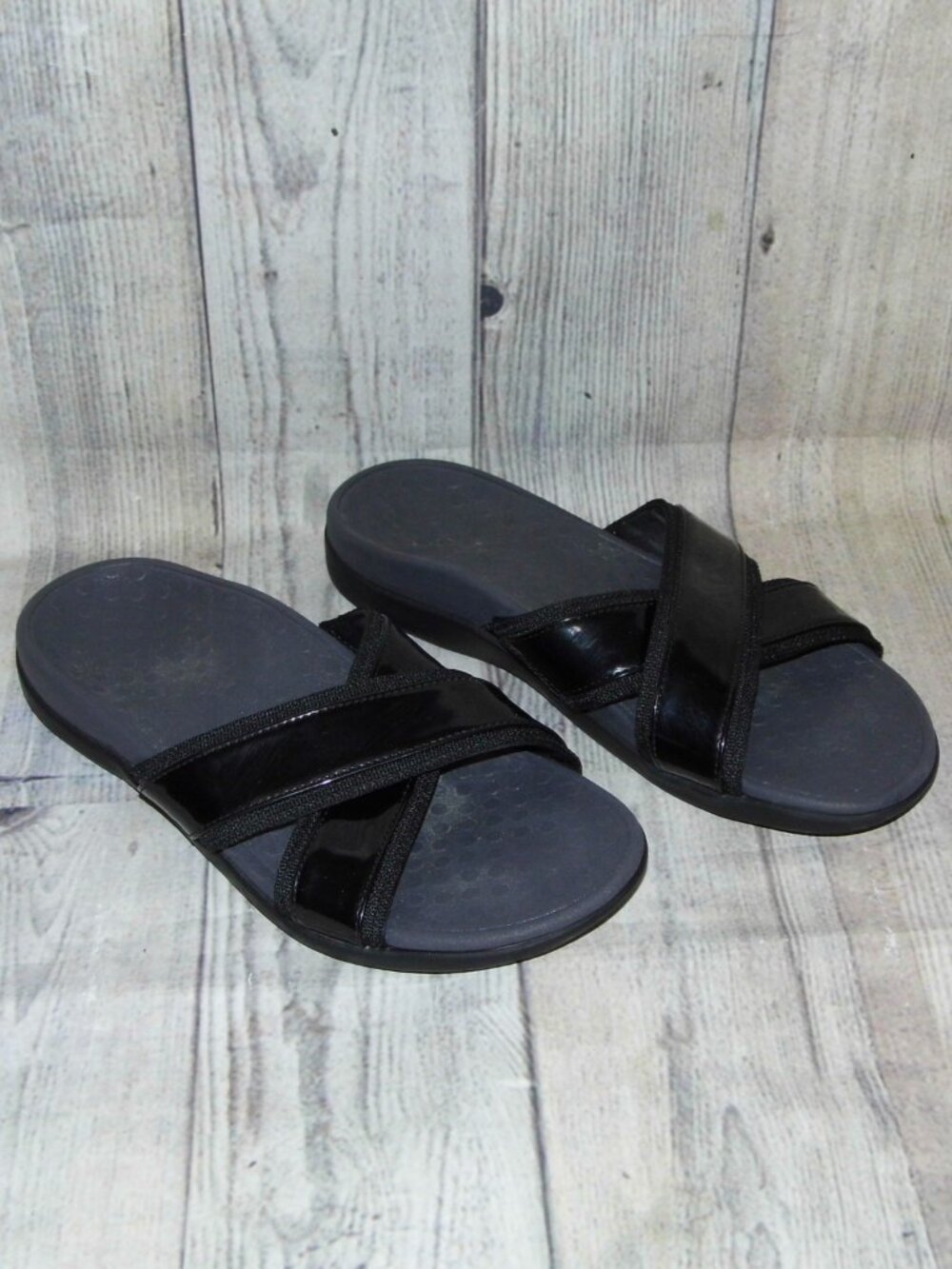VIONIC Merced Black Slide Sandals Womens Size 9